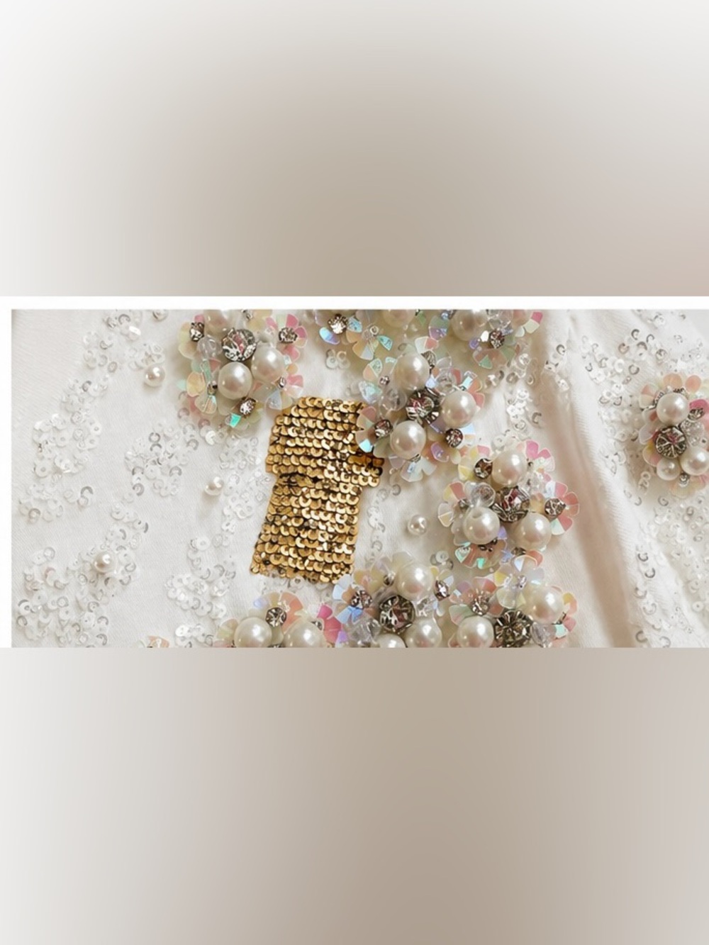 Queen of Sparkles Champagne Bottle Tee Small Pearl Sequin Rhinestone White Top - Picture 4 of 5